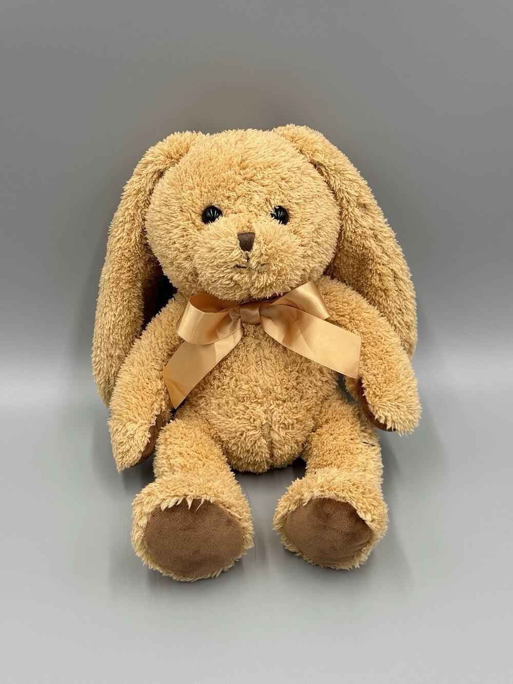 Brown Tan Bunny Rabbit Plush W/ Ribbon Bow 11” Stuffed Animal No Tag